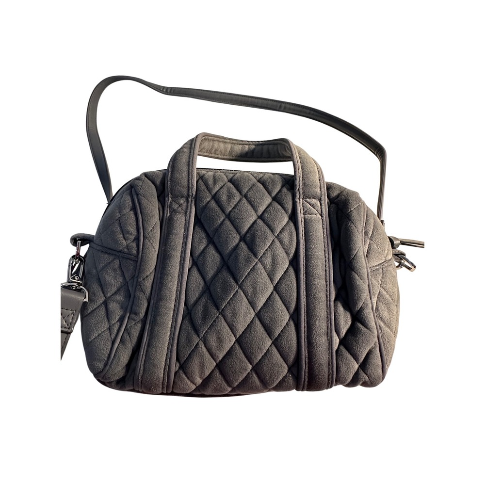 Vera Bradley Quilted Velour Mini Satchel Crossbody Bag Carbon Gray Casual Travel - Picture 3 of 9